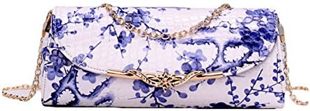 Auspicious beginning Blue & White Porcelain Style Chain Straps Cross-body Shoulder Clutch Bag