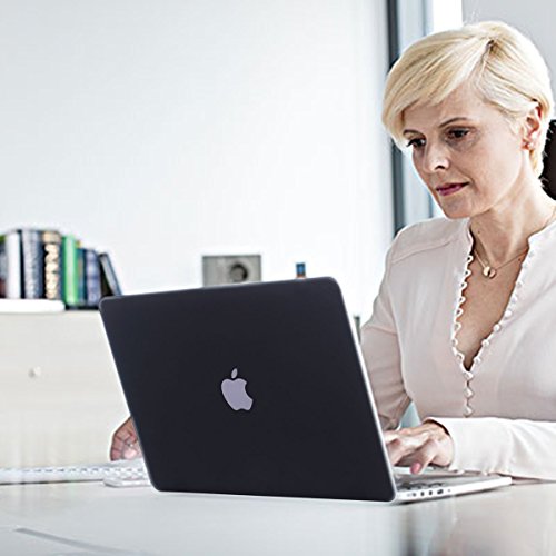 STONG Matte Gummierte Harte Schutzhülle für Macbook Air 13“ Hülle Cover Schale Schutz Hülle Tasche Silicon Case Shell Hard Plastik mattiert SchutzTasche + tpu Tastatur-Schutzfolie (Schwarz) - 8
