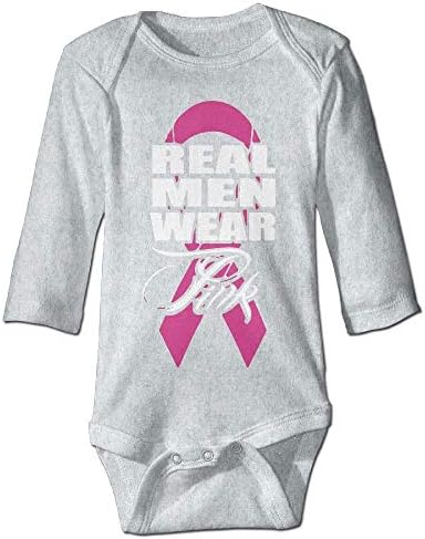 Unisex Toddler Bodysuits Wear Pink Cancer Awareness Boys Babysuit Long Sleeve Jumpsuit Sunsuit Outfit Ash