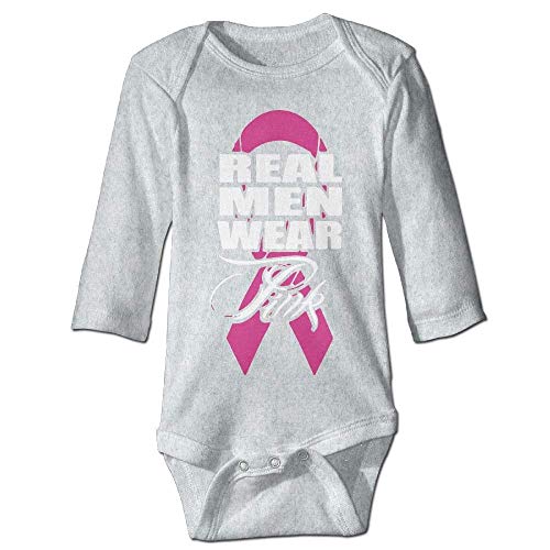 Unisex Toddler Bodysuits Wear Pink Cancer Awareness Boys Babysuit Long Sleeve Jumpsuit Sunsuit Outfit Ash