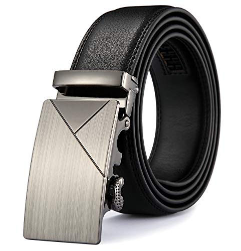 MRACSIY Men Automatic Buckle Belt Genuine Leather Belt Black 120CM (Black-01)