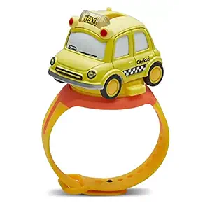 Popsugar Die Cast Vehicle & Digital Watch (2 in 1), Wrist Pals Toy Touch with Music & Colorful Lights Kids (Yellow) (MY66-W1201D-YELLOW)