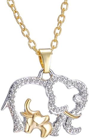 Womens Silver Gold Plated Elephant Family Love Necklace Animal Mother Baby Pendant