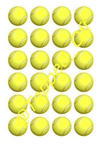24 x 1,5 (3,8 cm), palle da tennis-Decorazioni commestibili per cup cake, Topped Off, motivo:)