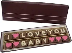 Chocolate Gift for Love, Wife, Hubby, Boyfriend ,Girlfriend-I Love You Baby Chocolate Message-Surprise Birthday, Valentine Day, Anniversary Gift
