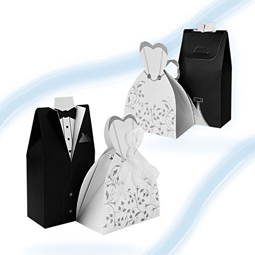 50 paar / 100 paar Braut & Bräutigam-Muster Bonboniere (mit SeidenBände) Hochzeit Katonage Gastgeschenk Box Pralinenschachtel Geschenkboxen Geschenkverpackung tüten für süßigkeiten - 6