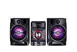 Wireless Bluetooth-Verbindung, Front USB-Eingang, CD-Player,UKW-RDS-Tuner^5-fach Equalizer: Flat/Rock/Pop/Jazz/Classic^Maximale Ausgangsleistung 2 x 200 Watt^Lautsprecher mit 2-farbiger LED-Stroposkop-Beleuchtung^Front AUX-Eingang (3,5 mm Klinke), Front Kopfhörer-Ausgang (3,5 mm Klinke)