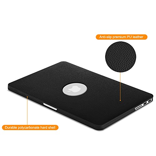 Fintie MacBook Pro 13 Retina Hülle Case – Ultra Slim Hochwertige Kunstleder Coated Hard Shell Schutzhülle Tasche für Apple MacBook Pro 13.3″ mit Retina Display A1502 / A1425 (NEUESTE VERSION, NO CD-ROM Drive) , Schwarz - 3