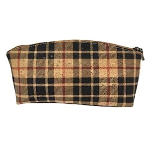 Cork Makeup Bag Cosmetic Bag Handbag for Women Zipper Makeup Case Large School Pencil Case (Cross Check)