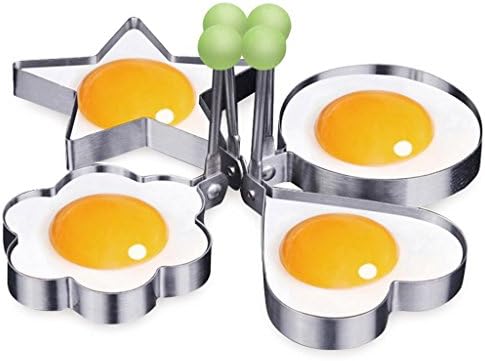 4Pcs/Set Stainless Steel Omelette Fried Egg Frying Mold Love Flower Round Star Molds Kitchen Cooking Tools , 005