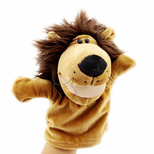 Isuper Burattino di Mano Giocattoli Animali educativi Genitore-Figlio Morbidi Giocattoli di Peluche (Leone)