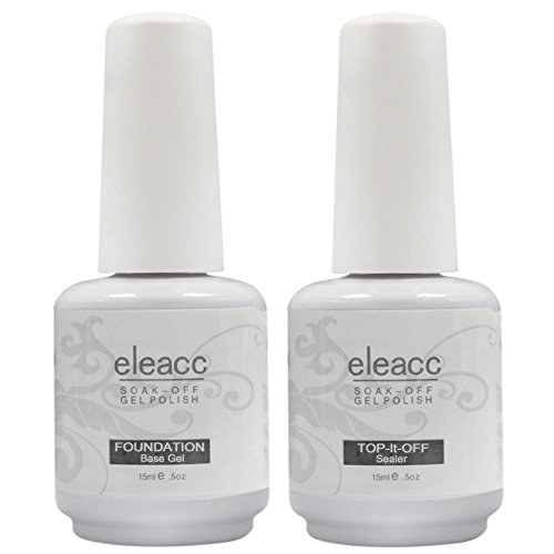 Eleacc 2 x 15ml Nail Art UV/LED Lamp Gel Polish Gelpolish Base Top Coat Primer Foundation Long-lasting