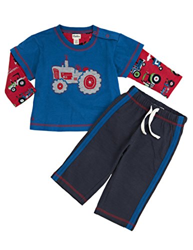 Hatley Baby-Boys Infant and Track Pants Farm Tractors Clothing Set, Blue, 12-18 Months