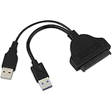 AONS USB 3.0 to SATA Serial Ata 15+7 Pin Data Power Cable For Laptop Exteral 2.5'' HDD SSD Hard Drive