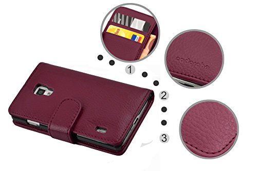 Cadorabo - Funda LG Optimus P710 L7II Book Style de Cuero Sint  tico en Dise  o Libro - Etui Case Cover Carcasa Caja Protecci  n con Tarjetero en BURDEOS-VIOLETA
