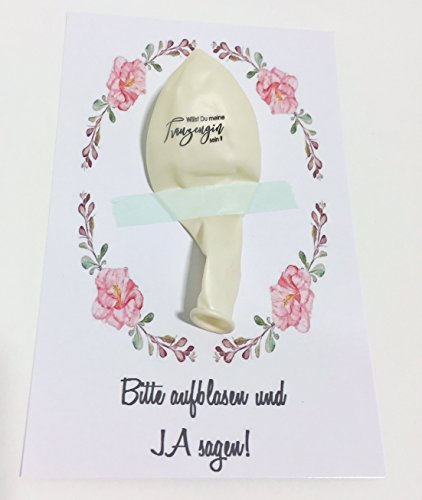 Karte mit Ballon - Willst Du meine Trauzeugin sein? Vintage Blumenkranz