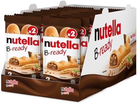 Nutella B-Ready, 32 Snack Dolci, Croccante Cialda di Pane con un Cremoso Ripieno di Nutella, 16 Confezioni