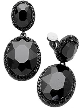 Schmuckanthony Abi Ball Cocktail Abenschmuck Brautschmuck Schöne Lange Ohrclips Clips Clip Ohrringe Kristall Schwarz...