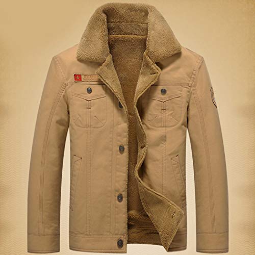 Raylans Herren Winterjacke Kunstleder Parka/Mantel mit Fell warme Winter Jacke Warm Wolljacke Männer Parka