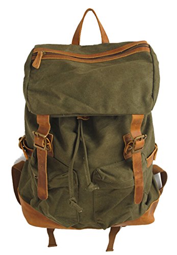 Preisvergleich Produktbild KISS GOLD(TM) Canvas Schulrucksack Freizeitasche Laptop Rucksack Armeegrün