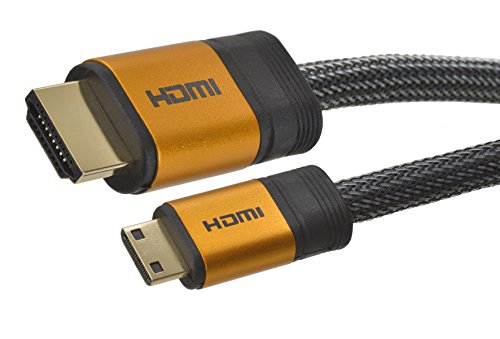 1 Meter High End HDMI zu Mini Kabel 2.0/1.4a mit vergoldeten Steckern und einem Nylon/Alu Geflecht, blanken Kupferleitern (Unterstütz: Full-HD, 3D, Ultra-HD 4K, Ethernet, Audio Return) by aricona