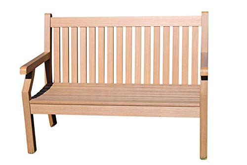 Olive Grove Banco de Jardín de 2 Plazas Color Teca - de Polímero - con Efecto Teca y sin Mantenimiento