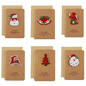 Licogel Christmas Greeting Cards Festive 6PCS Decorative Lightweight Cartoon Handmade Colored Blank Cards Art Note Cards with Envelopes