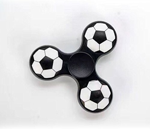 KOTiger Fußball Fußball Muster Fidget Hand Spinner Rad Spielzeug für Kinder Adult Stress Reduzieren (Schwarz) - 2