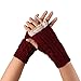 Internet Fingerless Lace Knitted Fringe Warm Gloves (Dark Red)