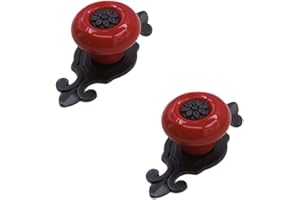 DUORIES Lot de 2 boutons de meuble en céramique - Style rétro - Pour cuisine, chambre, salle de bain - Noir et rouge