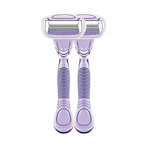 Summer by Zlade Sensation Hair Removal Razor for Women with Large Hydrating Bar, Enriched with Aloe and Vit E, 2pcs Disposable Razors (6 Month Pack)