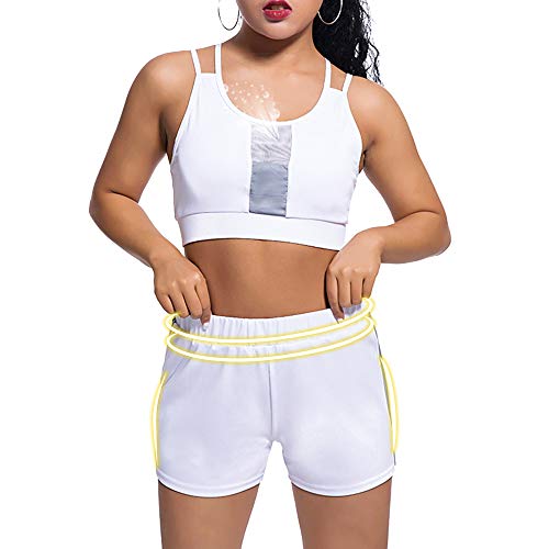 laamei' Survêtement Ensemble Sport Yoga Femmes Vest Top et Short Jogging Yoga Gym Fitness Survêtement Haute élasticité Tenue de Sport Causal Sportswear Tenues