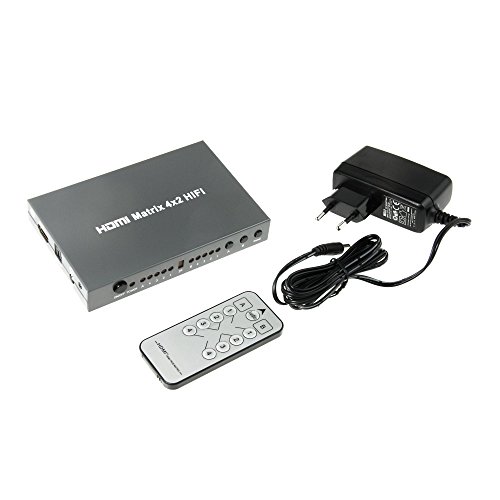 KanaaN HDMI Matrix 4×2 Splitter Switch Umschalter – 3D – FullHD 1080p + Fernbedienung + HDMI 1.3b (High Speed 4 zu 2 – Switch Umschalter Splitter Verteiler + SPDIF/ Toslink und 3,5mm Klinke Audio Ausgang, HD) - 4
