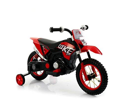 MEDIA WAVE store Motocicletta elettrica LT876 per Bambini Moto Cross Baby Ruote gonfiabili (Rosso)