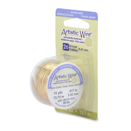 Artistic Wire 26-Gauge Silver Plated Gold Wire, 15-Yards by Beadalon