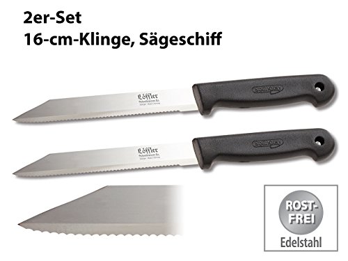 Löffler Schneidewaren Co. 2er-Ser Allzweckmesser aus Solingen, Edelstahl, 16 cm, Sägeschliff - 2