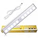 Produktbild ALED LIGHT® USB Sensor Innenbeleuchtung Sensor Lampe 10 LED PIR Automatische LED-Lichtleiste Bewegungsmelder Kabellose Infrarot-Lichterfassung für Schrank Cabinet Schrankschublade Schrank Treppe Nachtlicht Wandleuchte mit Magnetstreifen und USB Kabel (USB Wiederaufladbar) (Reines Weiß)