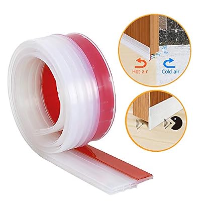 Youshares Bas de porte Bande d'étanchéité – Autocollants sous la porte par balayage météo de décapage, anti-bruit, anti-insectes en Marron, transparent