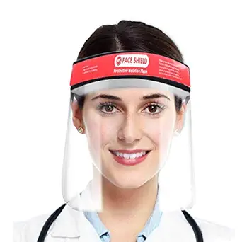 ABRO ABFSN6 Disposable Face Shield with Adjustable Elastic Strap Anti-Splash Single Use Protective Facial Cover Transparent Full Face Visor with Eye & Head Protection (5 PCs)- AB-FSN6