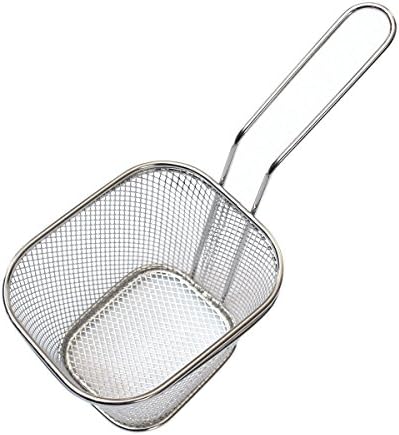 HUAXIONG Stainless Steel Baskets Mini Fryer Food- Round Deep Cup Food Basket Design - Best For Rinsing And Straining Pasta, Noodles, And Fruits Or Steaming, Par Boiling, And Blanching Vegetables In Water Or Broth--Fried fries, potatoes and other high-calorie foods (One)