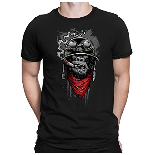 PAPAYANA - Ape-of-Duty - T-Shirt Fun pour Hommes - T-Shirt Imprimé - Cotton - Regular Fit - XL - Noir