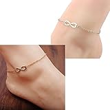 Horaire Fußkettchen Mode Einfach ∞ Symbol Anhänger Legierung FußSchmuck Frau Strand Fußkette Zubehör Ketten,21cm,Silber - 6