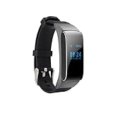 Limin Smart Wear Armband Gesundheit Monitor Bluetooth Call Uhr Touchscreen Bewegung Run Schrittzähler DF22 (schwarz, silber, gold) (Color : Black)