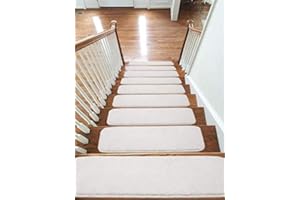 emmahome Carpet Stair Treads NON-SLIP MACHINE WASHABLE Mats/Rugs, 22x67cm, 11mm Thickness (Cream, 13)