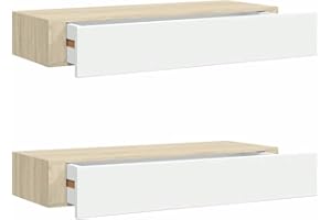 vidaXL Estantes de Pared (2 Unidades, Roble y Blanco, 60 x 23,5 x 10 cm, MDF)