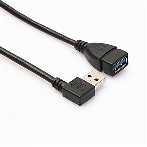 Nereids Net USB 3.0 männlich zu weiblich Typ A rechts Winkel 90 Grad Adapter Verlängerungskabel kurz USB 3.0 Extender Schnur schwarz 20 cm