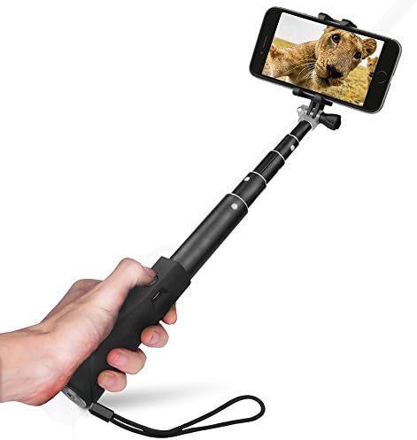 ZIZON Aluminum Wireless Extendable Selfie Stick,Bluetooth Remote Camera Shutter, Tripod Stand &amp; GoPro Adapter for iPhone/Android Smartphone and Action Camera(Black)