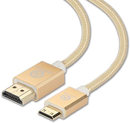 IBEQUANIC High-Speed Mini-HDMI to HDMI Cable - 5 m , Video Ultra HD 4K 2160p, HD 1080p - Ethernet, Audio Return- Mini HDMI Cable 15 Ft - Golden