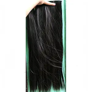 ALXY 5 Clips 1 Piece Straight Hair Extensions For Women Natural Shiny For Girls To Increase Instant Length 22 Long baal Ponytail Hair Extension For Women, high volume of hair, natural black