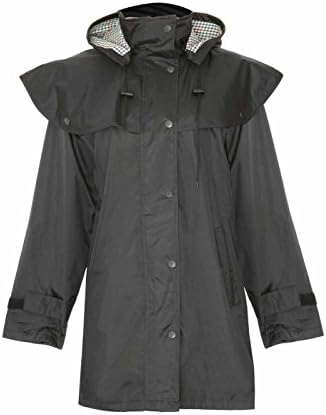 Country Estate Ladies Windsor Waterproof Fabric Lightweight Lined Riding Cape Coat Jacket Trench Coats Macs Lined Detachable Hood Taped Seams Walking Outdoors Countrywear Black Size 20